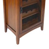 Benzara Wooden Wine Cabinet with 1 Wire Mesh Door and 4 Shelves, Brown BM210135 Brown Solid Wood BM210135