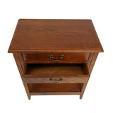 Benzara Wooden Nightstand with 2 Drawers and Criss Cross Sides, Brown BM210138 Brown Solid Wood BM210138