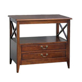 Wooden TV Stand with 2 Drawers and 1 Open Shelf, Dark Brown