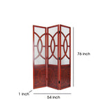 Benzara 3 Panel Wooden Frame Screen with Interconnected Cut Out, Cherry Brown BM210143 Brown Solid Wood BM210143