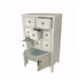 Benzara Wooden Chest with 8 Drawers and 2 Door Cabinets, White BM210154 White Solid Wood and Metal BM210154