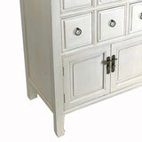 Benzara Wooden Chest with 8 Drawers and 2 Door Cabinets, White BM210154 White Solid Wood and Metal BM210154