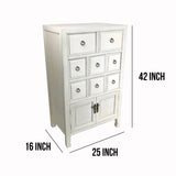 Benzara Wooden Chest with 8 Drawers and 2 Door Cabinets, White BM210154 White Solid Wood and Metal BM210154