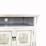 Benzara Wooden TV Cabinet with 1 Open Shelf and 2 Door Cabinet, White BM210157 White Solid Wood BM210157