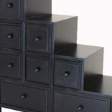 Benzara Wooden Frame Reversible Step Chest with 8 Drawers, Antique Black BM210158 Black Solid Wood BM210158