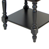Benzara 2 Step Drawers Wooden Frame End Table with Turned legs, Black BM210160 Black Solid Wood BM210160