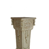 Benzara Elegantly Engraved Wooden Frame Pedestal Stand, White BM210161 White Solid Wood BM210161