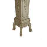 Benzara Elegantly Engraved Wooden Frame Pedestal Stand, White BM210161 White Solid Wood BM210161
