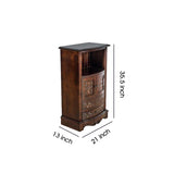 Benzara Engraved Wooden Frame Storage Cabinet with 2 Drawers and 2 Doors, Brown BM210166 Brown Solid Wood BM210166