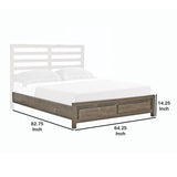 Benzara Queen Platform Bed Frame with 2 Drawer Footboard, Hazelnut Brown BM210169 Brown MDF, Solid Wood BM210169