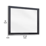 Benzara Transitional Style Rectangular Mirror with Wooden Frame, Black and Silver BM210180 Black and Silver MDF, Solid Wood, Mirror BM210180