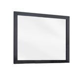 Benzara Transitional Style Rectangular Mirror with Wooden Frame, Black and Silver BM210180 Black and Silver MDF, Solid Wood, Mirror BM210180