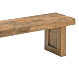 Benzara Rectangular Reclaimed Wood Bench with Sled Base, Distressed Brown BM210340 Brown Solid Wood BM210340