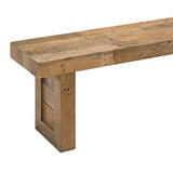 Benzara Rectangular Reclaimed Wood Bench with Sled Base, Distressed Brown BM210340 Brown Solid Wood BM210340