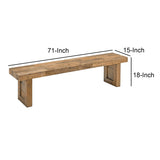 Benzara Rectangular Reclaimed Wood Bench with Sled Base, Distressed Brown BM210340 Brown Solid Wood BM210340