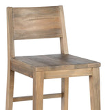 Benzara Reclaimed Wood Counter Stool with Cut Out Backrest, Distressed Brown BM210345 Brown Solid Wood BM210345