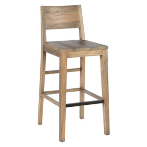 Benzara Reclaimed Wood Counter Stool with Cut Out Backrest, Distressed Brown BM210345 Brown Solid Wood BM210345