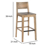 Benzara Reclaimed Wood Counter Stool with Cut Out Backrest, Distressed Brown BM210345 Brown Solid Wood BM210345