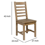 Benzara Farmhouse Wooden Dining Chair with Ladder Back, Brown BM210350 Brown Solid Wood BM210350