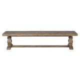 Benzara Rectangular Reclaimed Wood Bench with Trestle Base, Weathered Brown BM210353 Brown Solid Wood BM210353