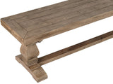 Benzara Rectangular Reclaimed Wood Bench with Trestle Base, Weathered Brown BM210353 Brown Solid Wood BM210353