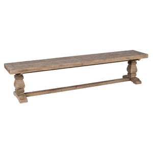 Benzara Rectangular Reclaimed Wood Bench with Trestle Base, Weathered Brown BM210353 Brown Solid Wood BM210353