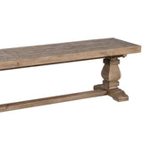 Benzara Rectangular Reclaimed Wood Bench with Trestle Base, Weathered Brown BM210353 Brown Solid Wood BM210353