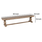 Benzara Rectangular Reclaimed Wood Bench with Trestle Base, Weathered Brown BM210353 Brown Solid Wood BM210353