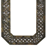 Benzara Octagonal Wooden Mirror with Distressed Finish and Bezel Pattern, Bronze BM210372 Bronze Wood and Mirror BM210372