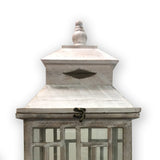 Benzara Wooden Lanterns with Peak Shaped Top and Glass Sides, Set of 3, Gray BM210395 Gray Wood, Glass and Metal BM210395