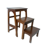 Benzara Traditional Style Wooden 3 Step Folding Table, Oak Brown BM210396 Brown Solid Wood BM210396