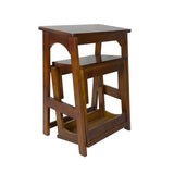 Benzara Traditional Style Wooden 3 Step Folding Table, Oak Brown BM210396 Brown Solid Wood BM210396