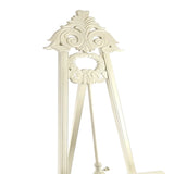 Benzara Wooden Hand Carved Tripod Easel with Back Leg Support, White BM210400 White Solid Wood BM210400