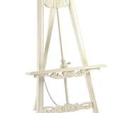 Benzara Wooden Hand Carved Tripod Easel with Back Leg Support, White BM210400 White Solid Wood BM210400