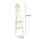 Benzara Wooden Hand Carved Tripod Easel with Back Leg Support, White BM210400 White Solid Wood BM210400