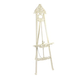 Benzara Wooden Hand Carved Tripod Easel with Back Leg Support, White BM210400 White Solid Wood BM210400