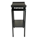 Benzara Wooden Pedestal Stand with Open Bottom Shelf, Antique Black BM210401 Black Solid Wood BM210401