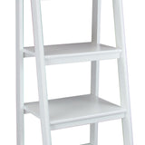 Benzara 5 Tier Wooden Storage Shelf Ladder with Open Back and Sides, White BM210404 White Solid Wood BM210404