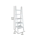 Benzara 5 Tier Wooden Storage Shelf Ladder with Open Back and Sides, White BM210404 White Solid Wood BM210404