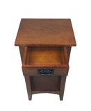 Benzara Wooden Pedestal Stand with 1 Drawer and Open Bottom Shelf, Oak Brown BM210411 Brown Solid Wood BM210411