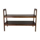 Benzara Contemporary Ladder Style TV Stand with 2 Open Cut Shelves, Brown BM210412 Brown Solid Wood BM210412