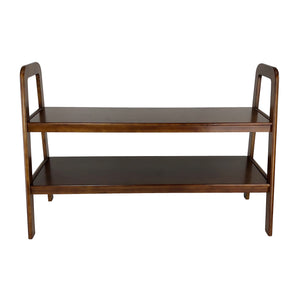 Benzara Contemporary Ladder Style TV Stand with 2 Open Cut Shelves, Brown BM210412 Brown Solid Wood BM210412