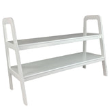 Benzara Contemporary Ladder Style TV Stand with 2 Open Cut Shelves, White BM210414 White Solid Wood BM210414