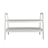 Benzara Contemporary Ladder Style TV Stand with 2 Open Cut Shelves, White BM210414 White Solid Wood BM210414