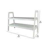 Benzara Contemporary Ladder Style TV Stand with 2 Open Cut Shelves, White BM210414 White Solid Wood BM210414