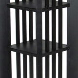 Benzara Wooden Pedestal Stand with Open Bottom Shelf, Antique Black BM210417 Black Solid Wood BM210417