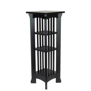 Benzara Wooden Pedestal Stand with Open Bottom Shelf, Antique Black BM210417 Black Solid Wood BM210417