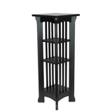 Benzara Wooden Pedestal Stand with Open Bottom Shelf, Antique Black BM210417 Black Solid Wood BM210417