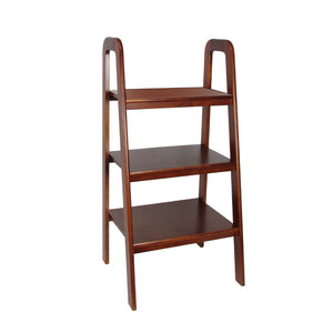 Benzara 3 Tier Wooden Storage Ladder Stand with Open Back and Sides, Brown BM210419 Brown Solid Wood BM210419