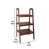 Benzara 3 Tier Wooden Storage Ladder Stand with Open Back and Sides, Brown BM210419 Brown Solid Wood BM210419